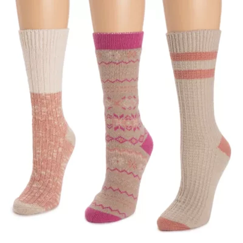 Muk Luks Womens Multi-Pack 3 Pair Boot Socks