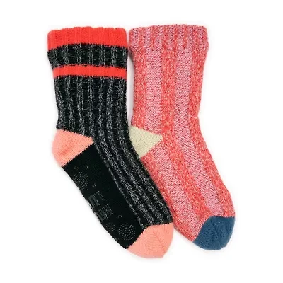 Muk Luks Womens 2 Pair Slipper Socks