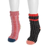 Muk Luks Womens 2 Pair Slipper Socks