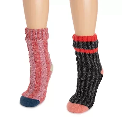 Muk Luks Womens 2 Pair Slipper Socks