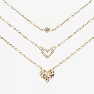 Mixit Womens Cubic Zirconia Hypoallergenic 3-pc. Necklace Set