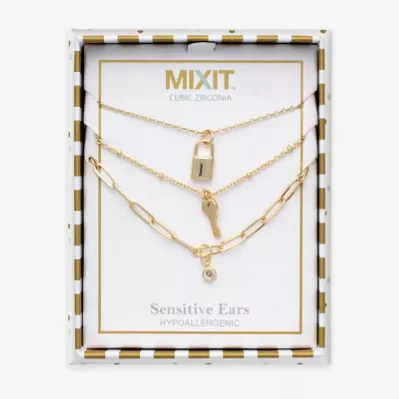 Mixit Womens Glass Hypoallergenic 3-pc. Necklace Set