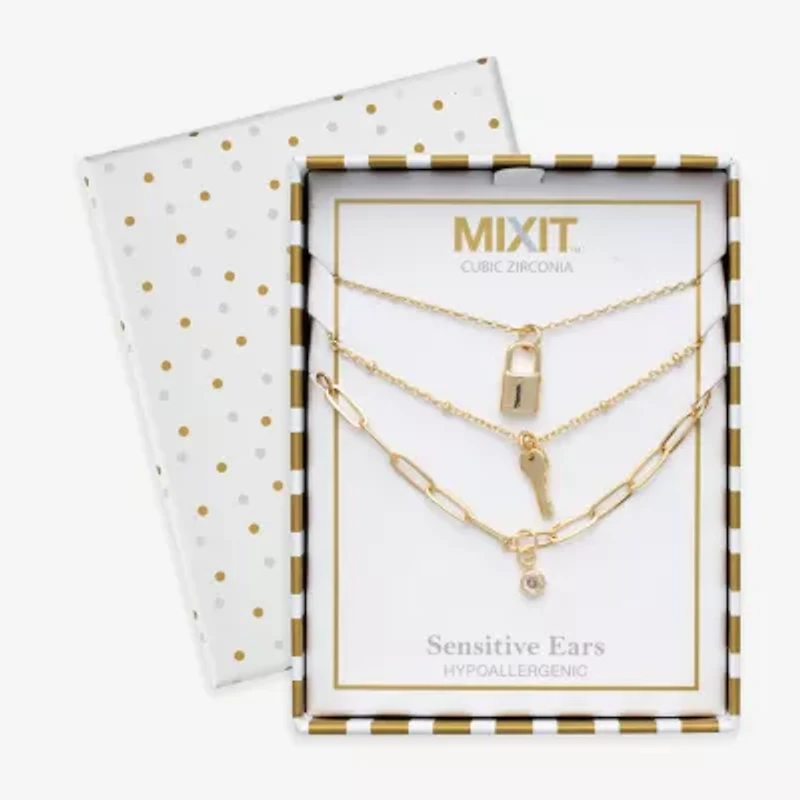 Mixit Womens Glass Hypoallergenic 3-pc. Necklace Set