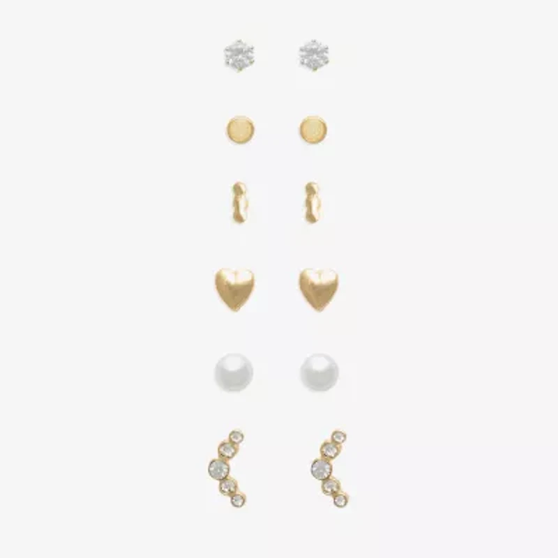 Mixit Womens Glass Hypoallergenic 6 Pair Earring Set