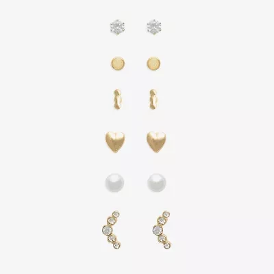 Mixit Womens Glass Hypoallergenic 6 Pair Earring Set