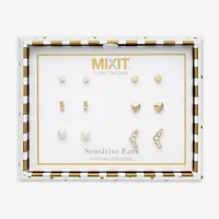 Mixit Womens Glass Hypoallergenic 6 Pair Earring Set