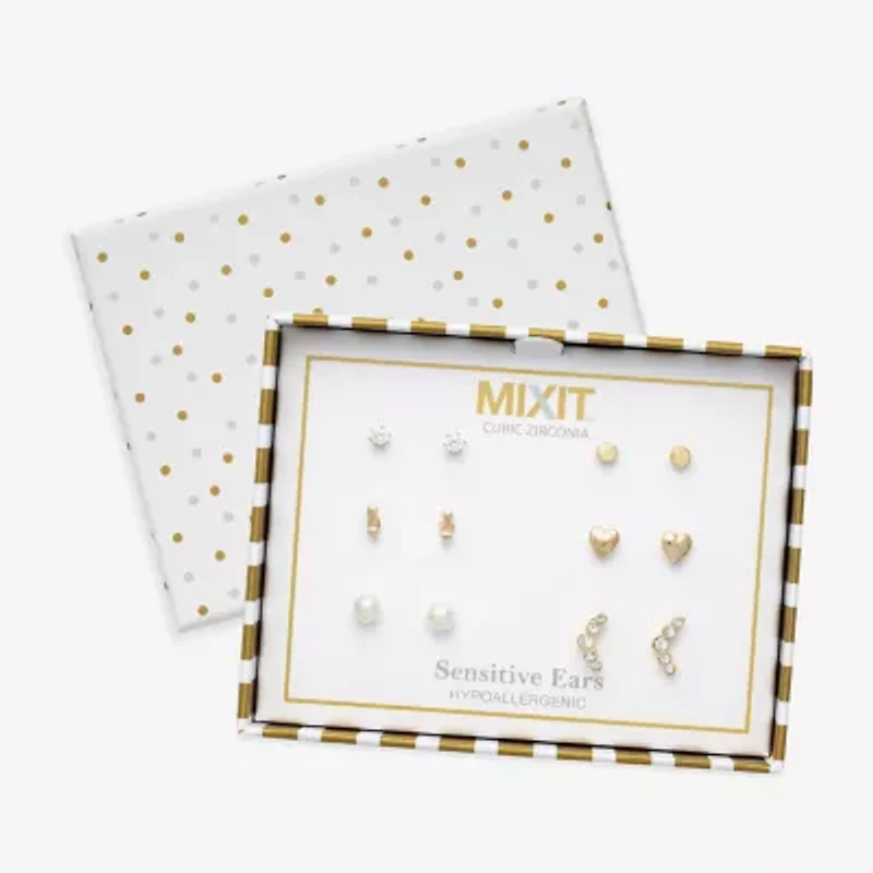 Mixit Womens Glass Hypoallergenic 6 Pair Earring Set