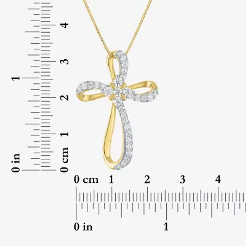 Cross (G-H, Si2-I1) Womens 5/8 CT. T.W. Lab Grown White Diamond 14K Gold Over Silver Cross 18 Inch Pendant Necklace