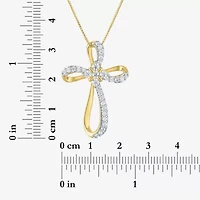 Cross (G-H, Si2-I1) Womens 5/8 CT. T.W. Lab Grown White Diamond 14K Gold Over Silver Cross 18 Inch Pendant Necklace
