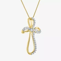 Cross (G-H, Si2-I1) Womens 5/8 CT. T.W. Lab Grown White Diamond 14K Gold Over Silver Cross 18 Inch Pendant Necklace