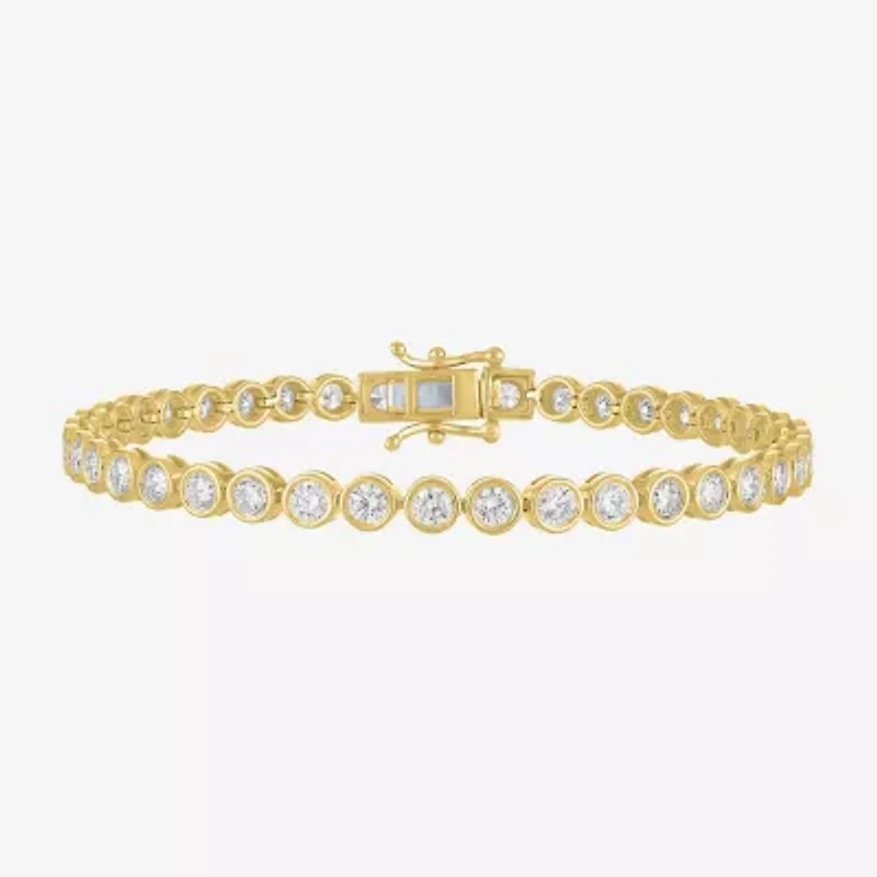 Diamond Addiction (G-H, Si2-I1) Womens 4 CT. T.W. Lab Grown White Diamond 14K Gold Over Silver 7.25 Inch Tennis Bracelet