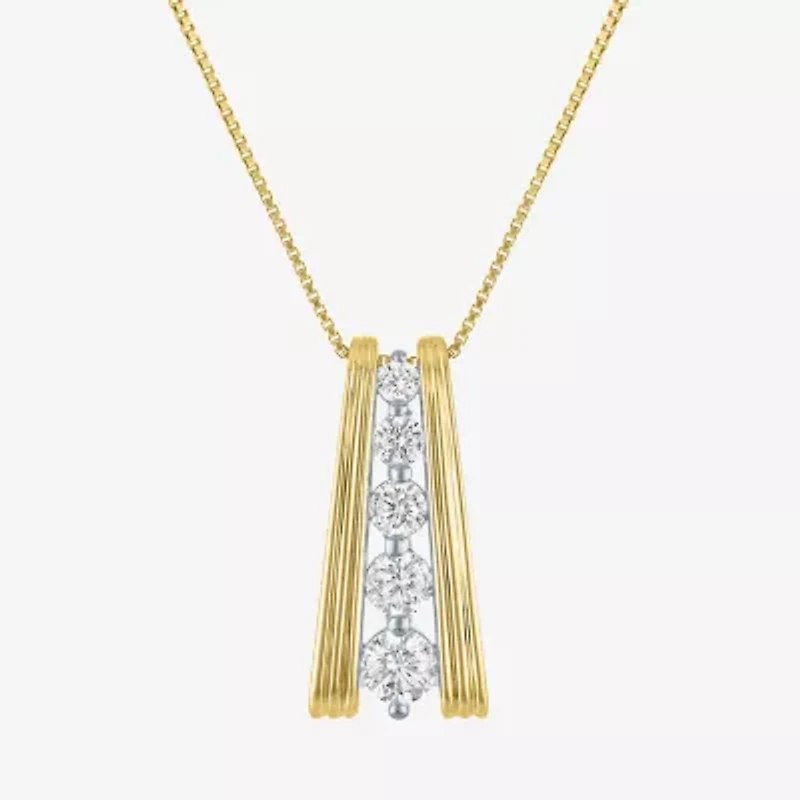 G-H/ Si2-I1 Womens 5/8 CT. T.W. Lab Grown White Diamond 14K Gold Over Silver 18 Inch Pendant Necklace