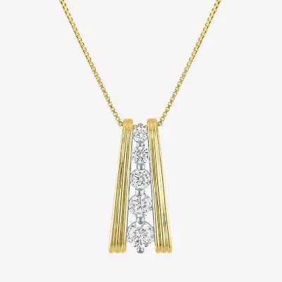 G-H/ Si2-I1 Womens 5/8 CT. T.W. Lab Grown White Diamond 14K Gold Over Silver 18 Inch Pendant Necklace