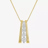 G-H/ Si2-I1 Womens 5/8 CT. T.W. Lab Grown White Diamond 14K Gold Over Silver 18 Inch Pendant Necklace