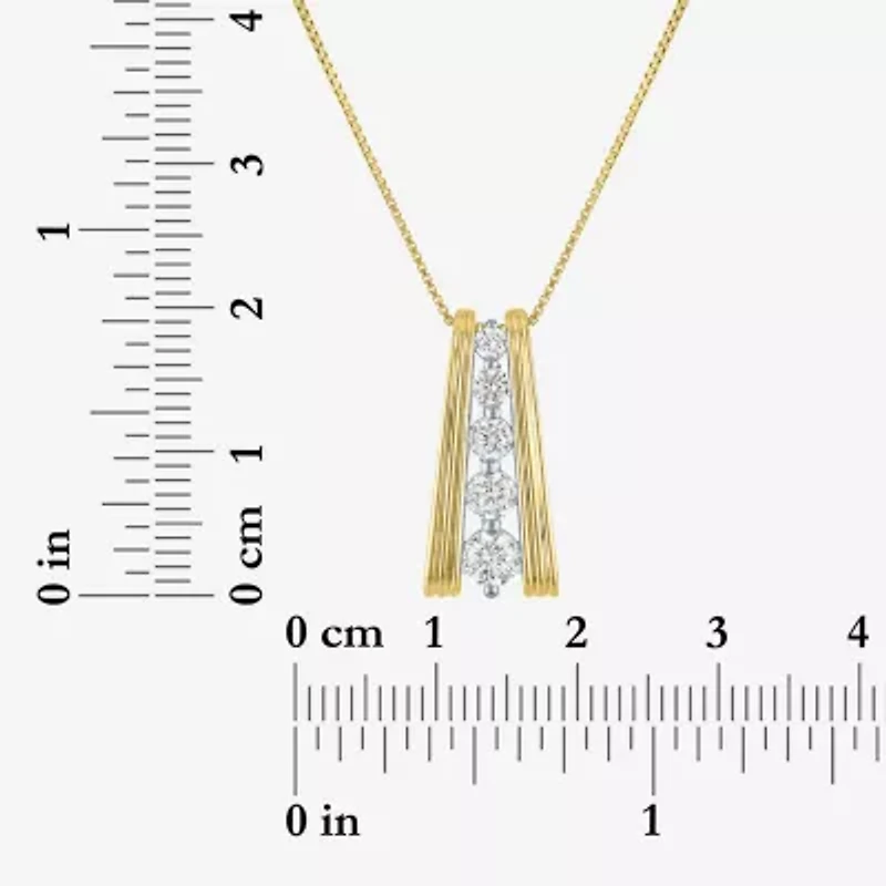 G-H/ Si2-I1 Womens 5/8 CT. T.W. Lab Grown White Diamond 14K Gold Over Silver 18 Inch Pendant Necklace