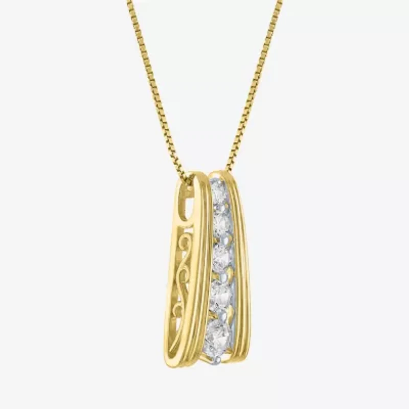 G-H/ Si2-I1 Womens 5/8 CT. T.W. Lab Grown White Diamond 14K Gold Over Silver 18 Inch Pendant Necklace