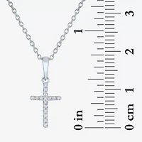 Diamond Accent Cross (G-H,Si2-I1) Womens Diamond Accent Lab Grown White Diamond Accent Sterling Silver Cross 16 Inch Pendant Necklace