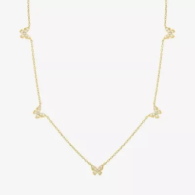Diamond Addiction Butterfly (G-H/ Si2-I1) Womens 1/4 CT. T.W. Lab Grown White Diamond 14K Gold Over Silver Butterfly 18 Inch Pendant Necklace