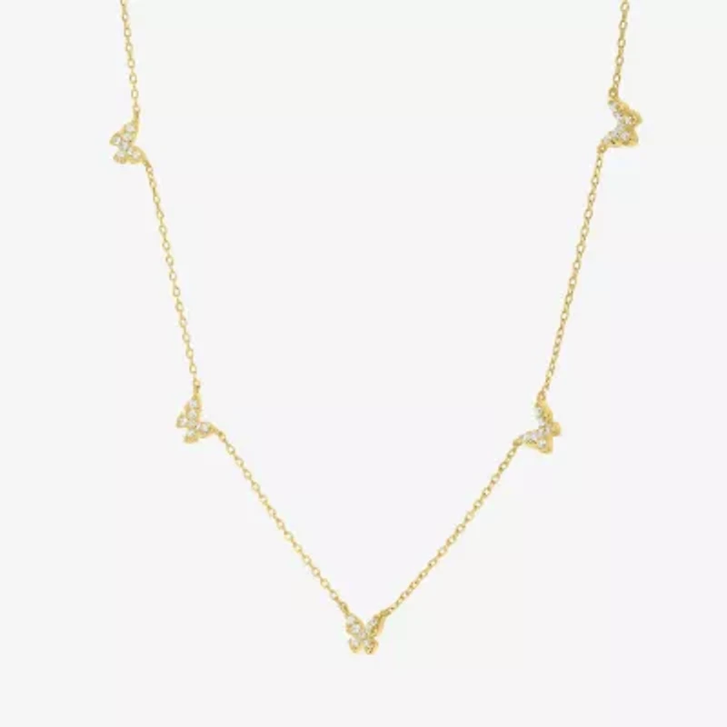 Diamond Addiction Butterfly (G-H/ Si2-I1) Womens 1/4 CT. T.W. Lab Grown White Diamond 14K Gold Over Silver Butterfly 18 Inch Pendant Necklace