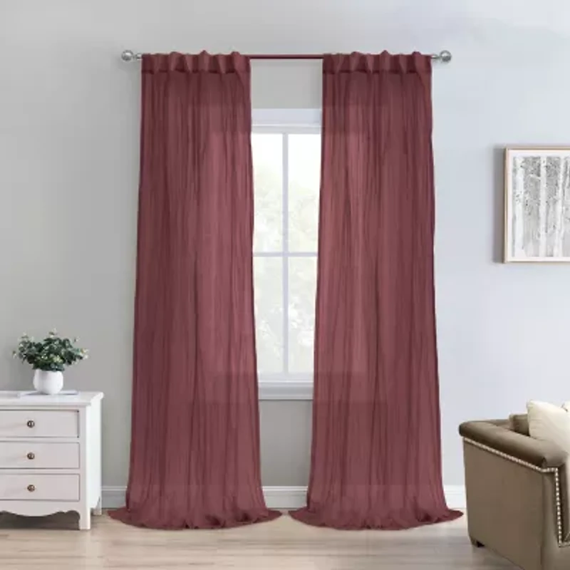 Paloma Back Tab Sheer Single Curtain Panel