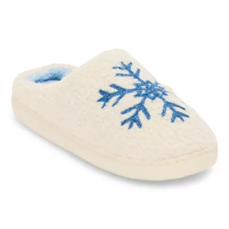 Olivia Miller Holiday Snowflake Womens Slip-On Slippers