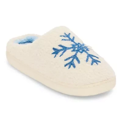 Olivia Miller Holiday Snowflake Womens Slip-On Slippers