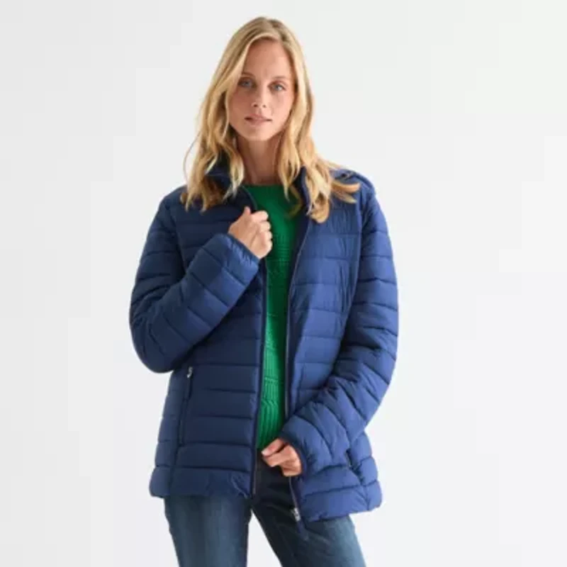 St. John's Bay Womens Heavyweight Petite Puffer Jacket