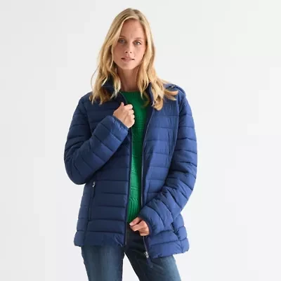 St. John's Bay Womens Heavyweight Petite Puffer Jacket