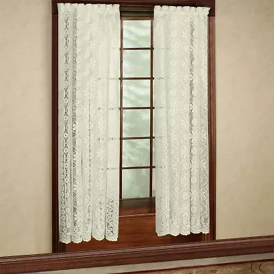 Sweet Home Collection Hopewell Old World Style Floral Lace Rod Pocket Sheer Single Curtain Panel