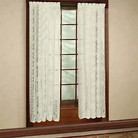Sweet Home Collection Hopewell Old World Style Floral Lace Rod Pocket Sheer Single Curtain Panel
