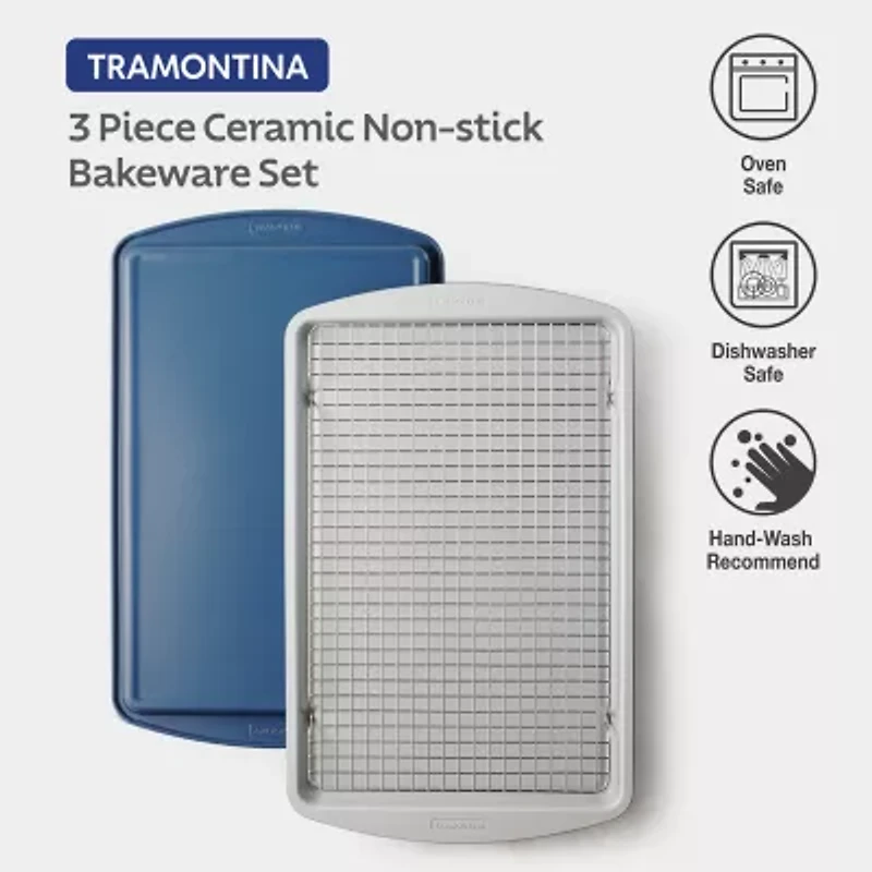 Tramontina Rise 3-pc. Cookie Sheet and Cooling Rack Set