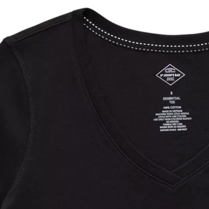 St. John's Bay Womens Easy-on + Easy-off V Neck Short Sleeve T-Shirt