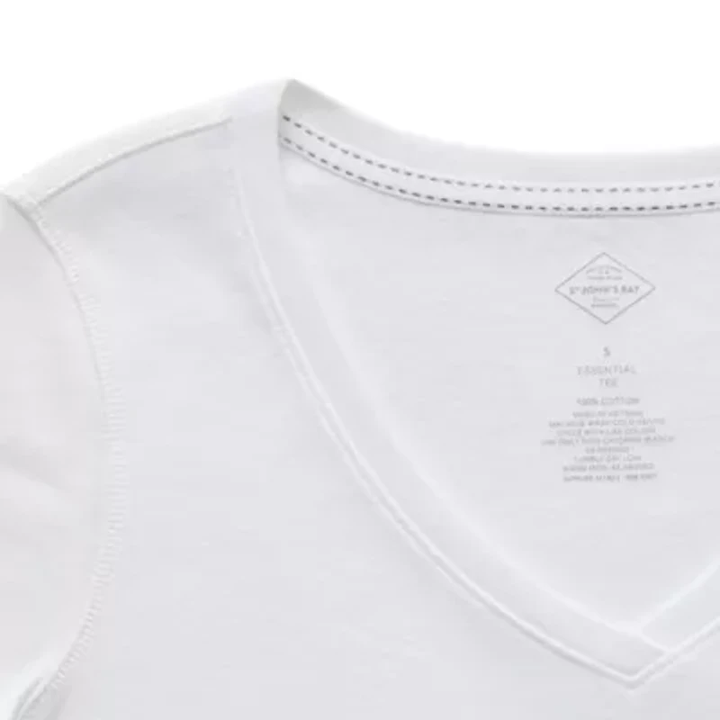 St. John's Bay Womens Easy-on + Easy-off V Neck Short Sleeve Adaptive T-Shirt