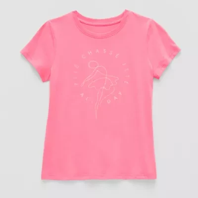 Xersion Little & Big Kid Girls Crew Neck Short Sleeve Regular Fit Graphic T-Shirt