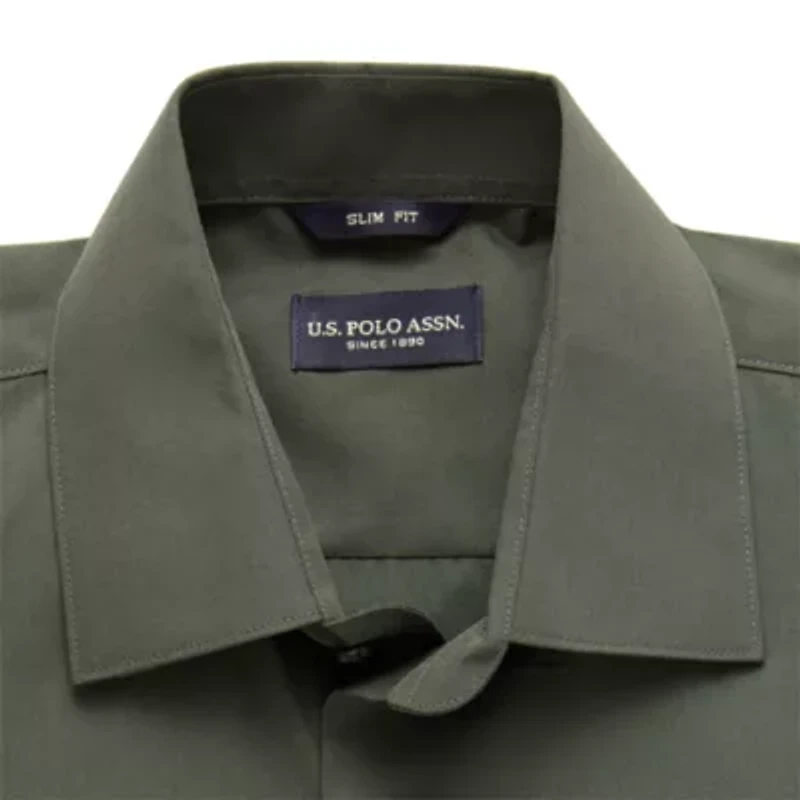 U.S. Polo Assn. Mens Slim Fit Stretch Fabric Long Sleeve Dress Shirt