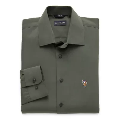U.S. Polo Assn. Mens Slim Fit Stretch Fabric Long Sleeve Dress Shirt