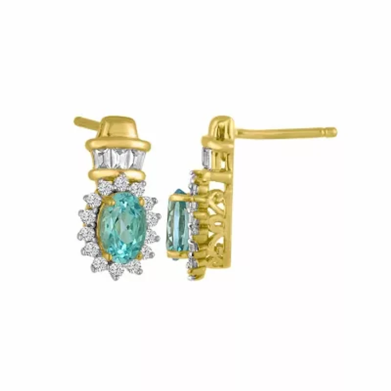 Womens Genuine Blue Topaz Sterling Silver Drop Earrings