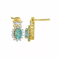 Womens Genuine Blue Topaz Sterling Silver Drop Earrings