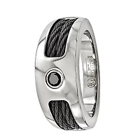 Mens 8MM Genuine Black Sterling Silver Titanium Wedding Band