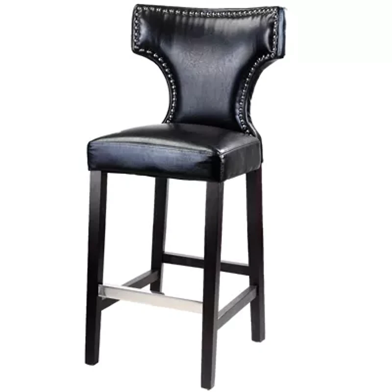 Kings Bar Height Barstool With Metal Studs, Set Of 2