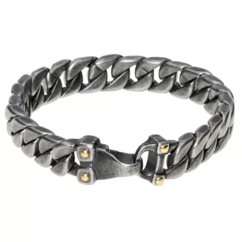 Mens Stainless Steel 8 1/2 Inch Solid Curb Chain Bracelet