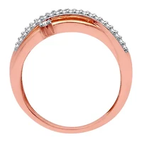 (H-I / I1) Womens 1/4 CT. T.W. Lab Grown White Diamond 10K Rose Gold Crossover Cocktail Ring