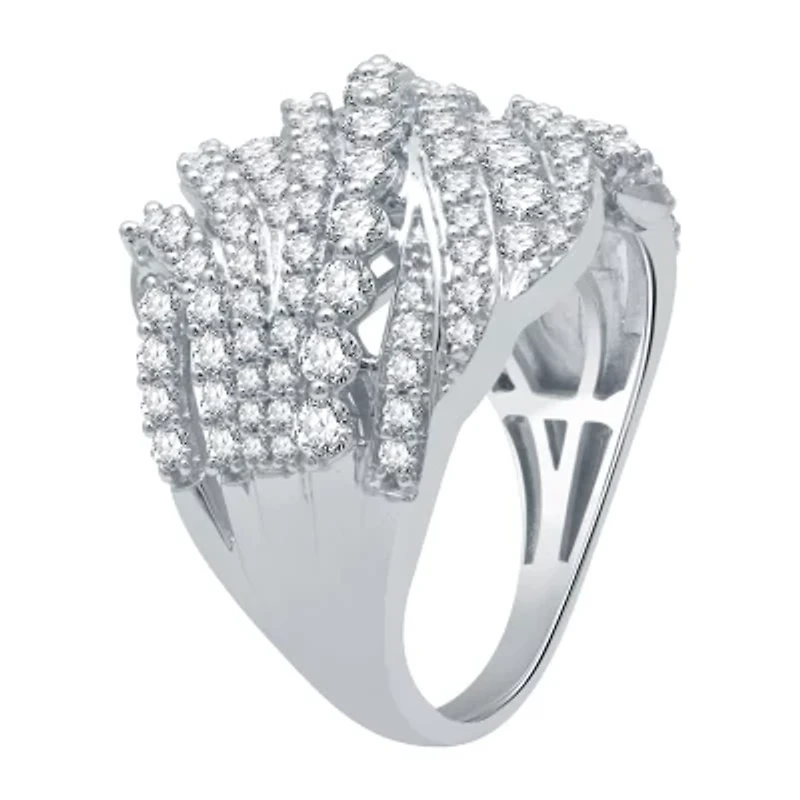 (H-I / I1) Womens 2MM 2 CT. T.W. Lab Grown White Diamond 10K Gold Band