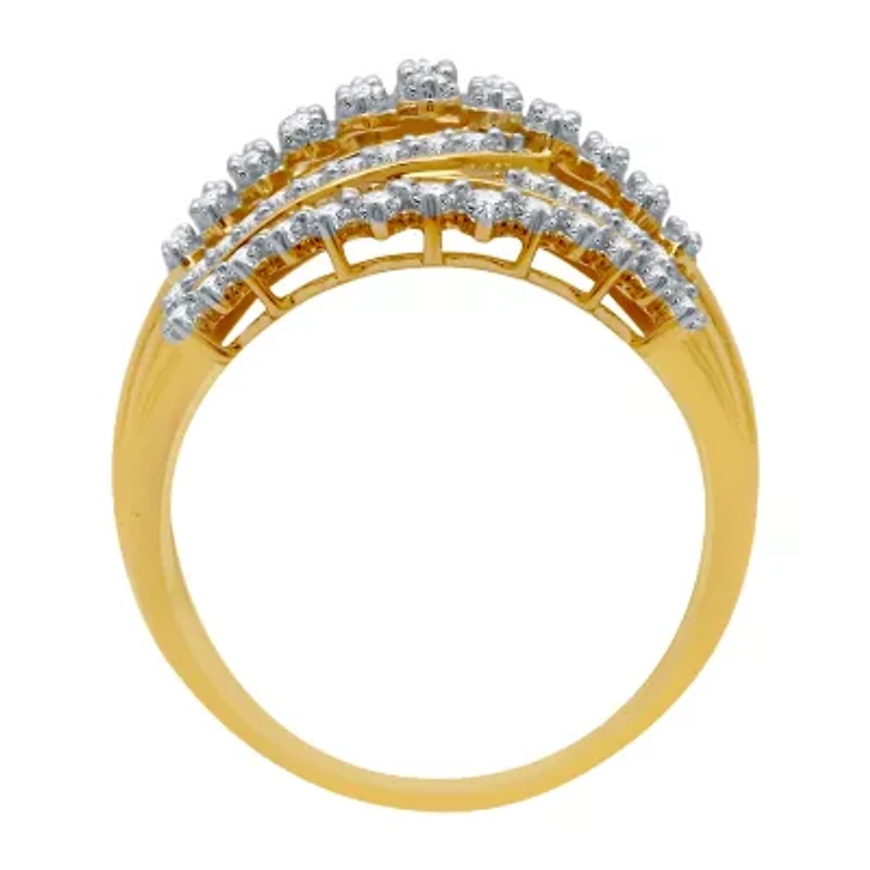 (H-I / I1) Womens 1 CT. T.W. Lab Grown White Diamond 10K Gold Cocktail Ring