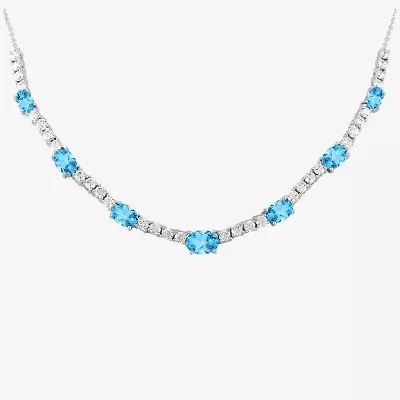 Gemstone Pure Silver Over Brass Collar Necklace