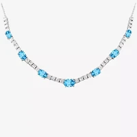 Gemstone Pure Silver Over Brass Collar Necklace