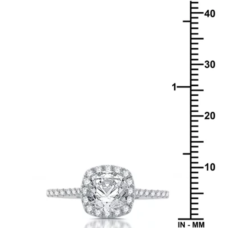 Signature By Modern Bride Womens 2 1/4 CT. T.W. Natural Diamond 14K White Gold Cushion Side Stone Halo Bridal Set