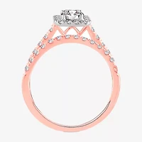 Signature By Modern Bride Womens 1 CT. T.W. (H-I / SI1-SI2) Lab-Grown Diamond Cushion Halo Bridal Set 10K or 14K Gold