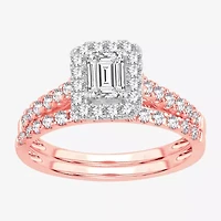 Signature By Modern Bride Womens 1 CT. T.W. (H-I / SI1-SI2) Lab-Grown Diamond Cushion Halo Bridal Set 10K or 14K Gold