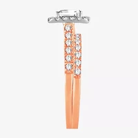 Signature By Modern Bride Womens 1 CT. T.W. (H-I / SI1-SI2) Lab-Grown Diamond Cushion Halo Bridal Set 10K or 14K Gold